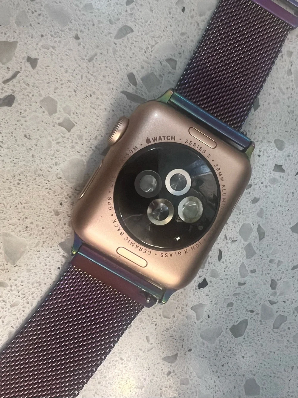 Apple Watch with Iridescent Milanese Loop - Gold Case